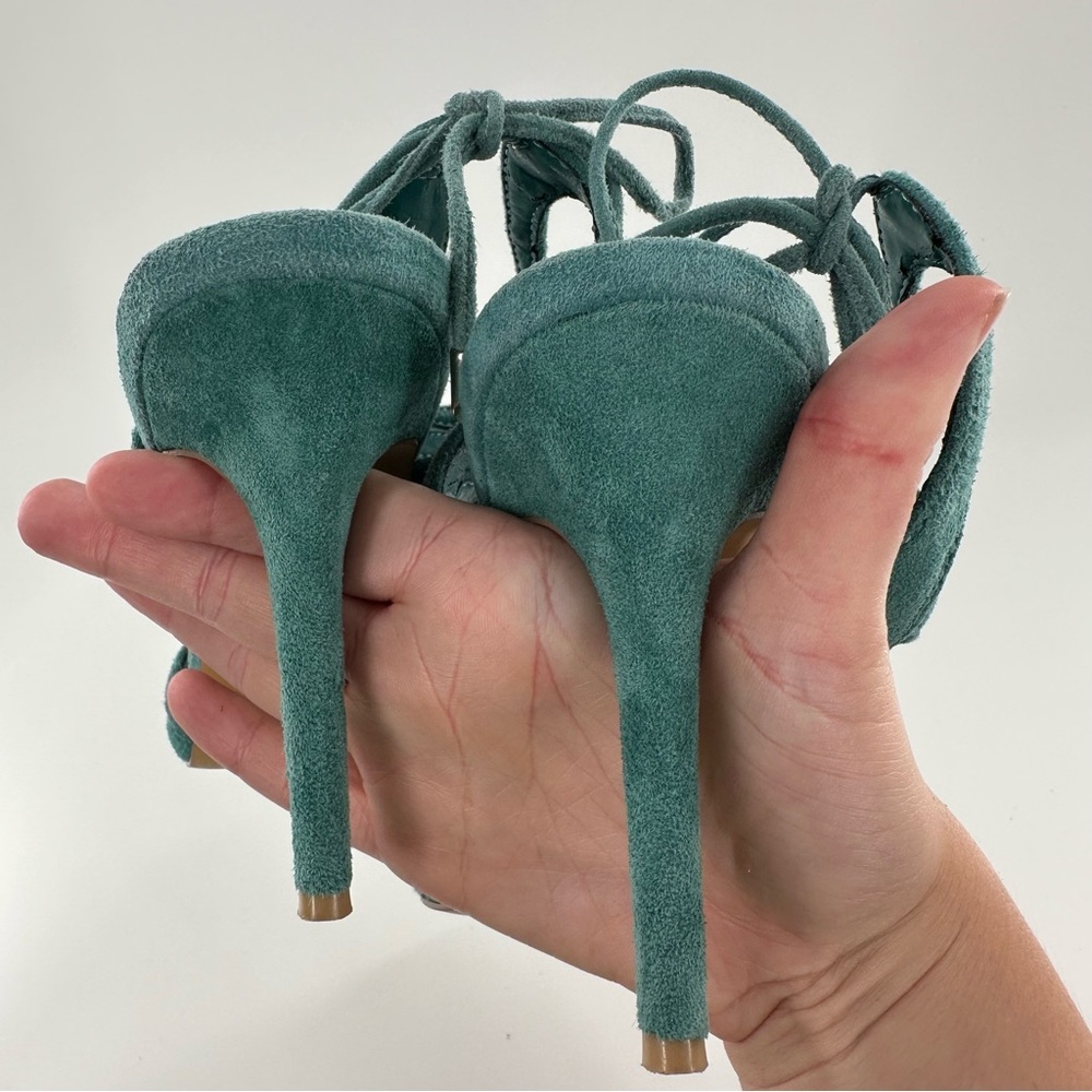 White House black market womens heels size 7.5 blue suede pointy toe stilettos - Picture 10 of 13